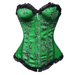 Beauty Floral Burlesque Corset Green N1133