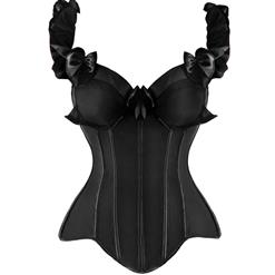 Charming women's Bridal Black Satin Lace up Shapewear Corset N11353