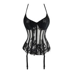 Sexy Seethrough Black Halter Overbust Corset Bustier N11373