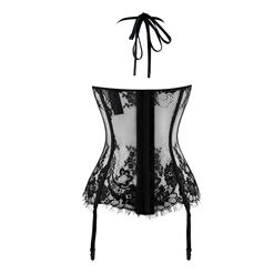 Sexy Seethrough Black Halter Overbust Corset Bustier N11373