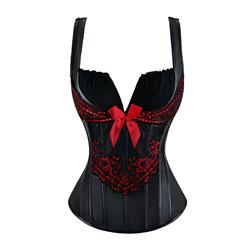 Steampunk Gothic Black Faux Leather Bustier Corset N11374