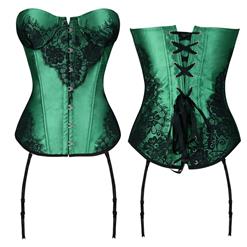 Classical Lace Overlay Corset Green N1141