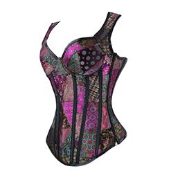 Steampunk Jacquard Steel Bone Corset Vest for Halloween N11546