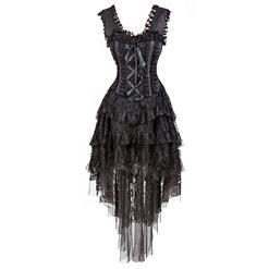 Vintage Black Burlesque Queen Corset Dress Halloween Costume N11586