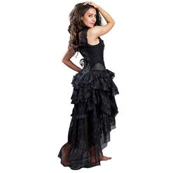 Vintage Black Burlesque Queen Corset Dress Halloween Costume N11586