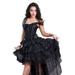 Vintage Black Burlesque Queen Corset Dress Halloween Costume N11586