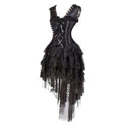 Vintage Black Burlesque Queen Corset Dress Halloween Costume N11586