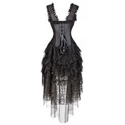 Vintage Black Burlesque Queen Corset Dress Halloween Costume N11586