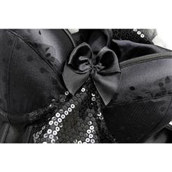 Victorian Gothic Sequin Mesh Lace up Shapewear Vest Corset Bustier N11697
