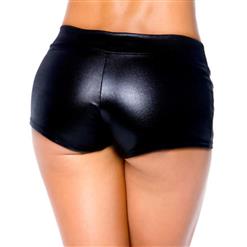 Sexy Black Metal Leather Mini Short N11838