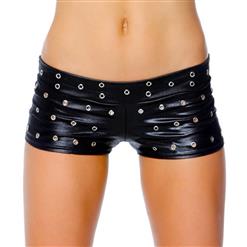 Sexy Black Metal Leather Mini Short N11838