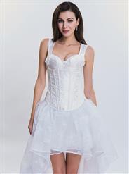 Steampunk White Jacquard Steel Bone Corset Vest for Halloween N11840