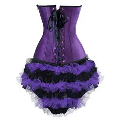 Elegant Satin Corset and Mesh Lace Dancing Pettiskirt Set N11843