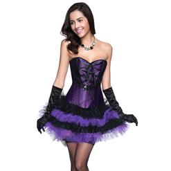 Elegant Satin Corset and Mesh Lace Dancing Pettiskirt Set N11843