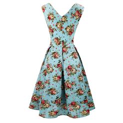 1950's Vintage Floral Print Casual Dress N11915