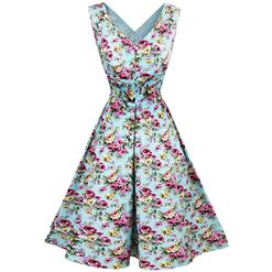 1950's Vintage Floral Print Casual Dress N11916