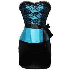 Corset & skirt  Set, Satin & Lace Corset set, Corset set, # N1191