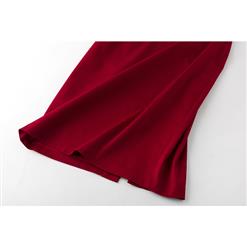 Sexy Red Peasant Ruffle Off Shoulder Midi Dress Dress N11937