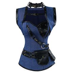 Steampunk Steel Boned Corset for Women, Vintage Corset Bustier Tops, Steel Boning Corset with belts, Steampunk Clothing for halloween, Red retro overbust corset, #N11945