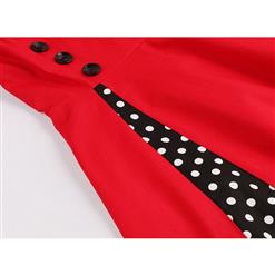 Vintage Rockabilly Polka Dot Print Sleeveless Casual Cocktail Party Dress N12145