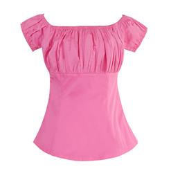 Sexy Pink Short Sleeve Off Shoulder T-shirt N12175