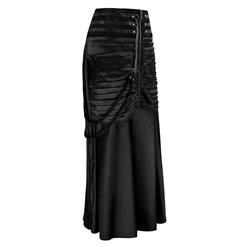 Steampunk Gothic Vintage Black Satin Skirt N12365