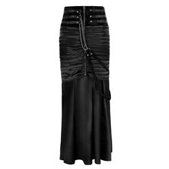 Steampunk Gothic Vintage Black Satin Skirt N12365