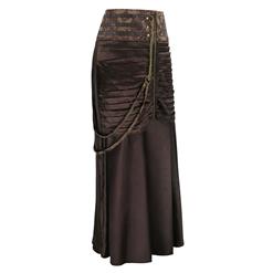 Steampunk Gothic Vintage Brown Satin Skirt N12366