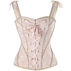 Vintage Pink Lace Up Steel Boned Vest Corset N12426