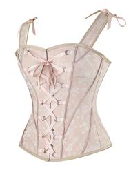 Vintage Pink Lace Up Steel Boned Vest Corset N12426