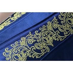 Vintage Royal-Blue Brocade Embroidery Underbust Corset N12590