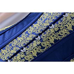 Vintage Royal-Blue Brocade Embroidery Underbust Corset N12590