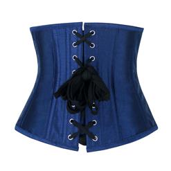 Vintage Royal-Blue Brocade Embroidery Underbust Corset N12590