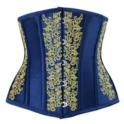 Brocade Embroidery Underbust Corset, Steel Bone Waist Training Corset, Steel Boned Brocade Corset, #N12590