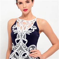 Gorgeous Dark Blue Lace  Bodycon Fishtail Evening Party Gown N12651