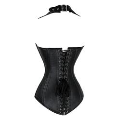 Steampunk Black PU Lace Up Vest Leather Corset&Pant Set N12749