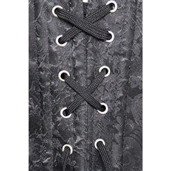 Punk Black Steel Bone Leather Weave Underbust Corset&Pant Set N12768