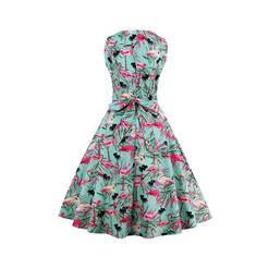 1950's Vintage Pink Flamingo Print Sleeveless Dress N12862