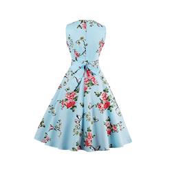 1950's Vintage Floral Print Sleeveless Dress N12867