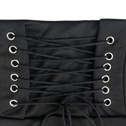 Victorian Steampunk Gothic Vintage Pure Black Band Waist Skirt N12870