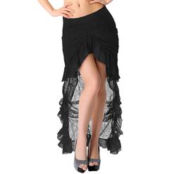 Victorian Steampunk Gothic Black Elastic Skirt N12871