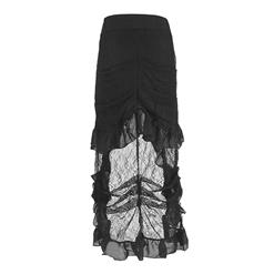 Victorian Steampunk Gothic Black Elastic Skirt N12871