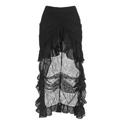 Victorian Steampunk Gothic Black Elastic Skirt N12871