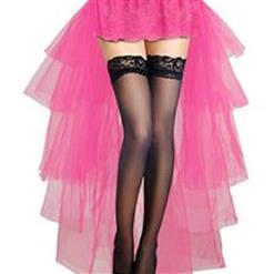 Pink Bling Bunny Braces Bustier and Lace Long Tulle Bustle Skirt Set N12873