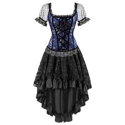 Organza Sleevees Brocade Corset Top&Skirt Set N13037