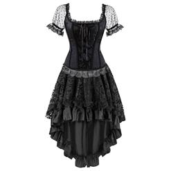 Brocade Lace Up Sleeveed Corset Top&Skirt Set N13038