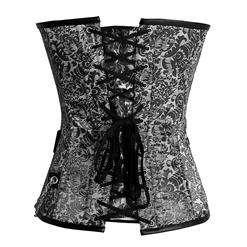 Brocade Steampunk Steel Boned Corset Top and Vintage Satin Skirt Set N13045