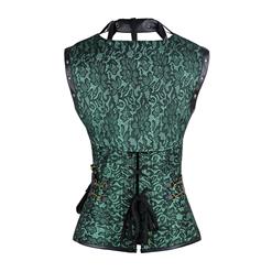 Steampunk Gothic Green Overbust Corset and Vintage Satin Skirt Set N13047