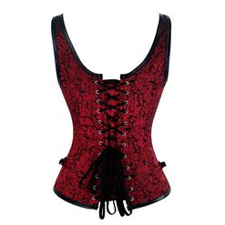 Steampunk Spiral Steel Boned Gothic Jacquard Vintage Bustier Corset Vest N13090