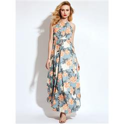 Summer Sexy Off-shoulder Halter Split Floral Print Maxi Dress N13099